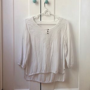 Flowy American Eagle White Peasant Top